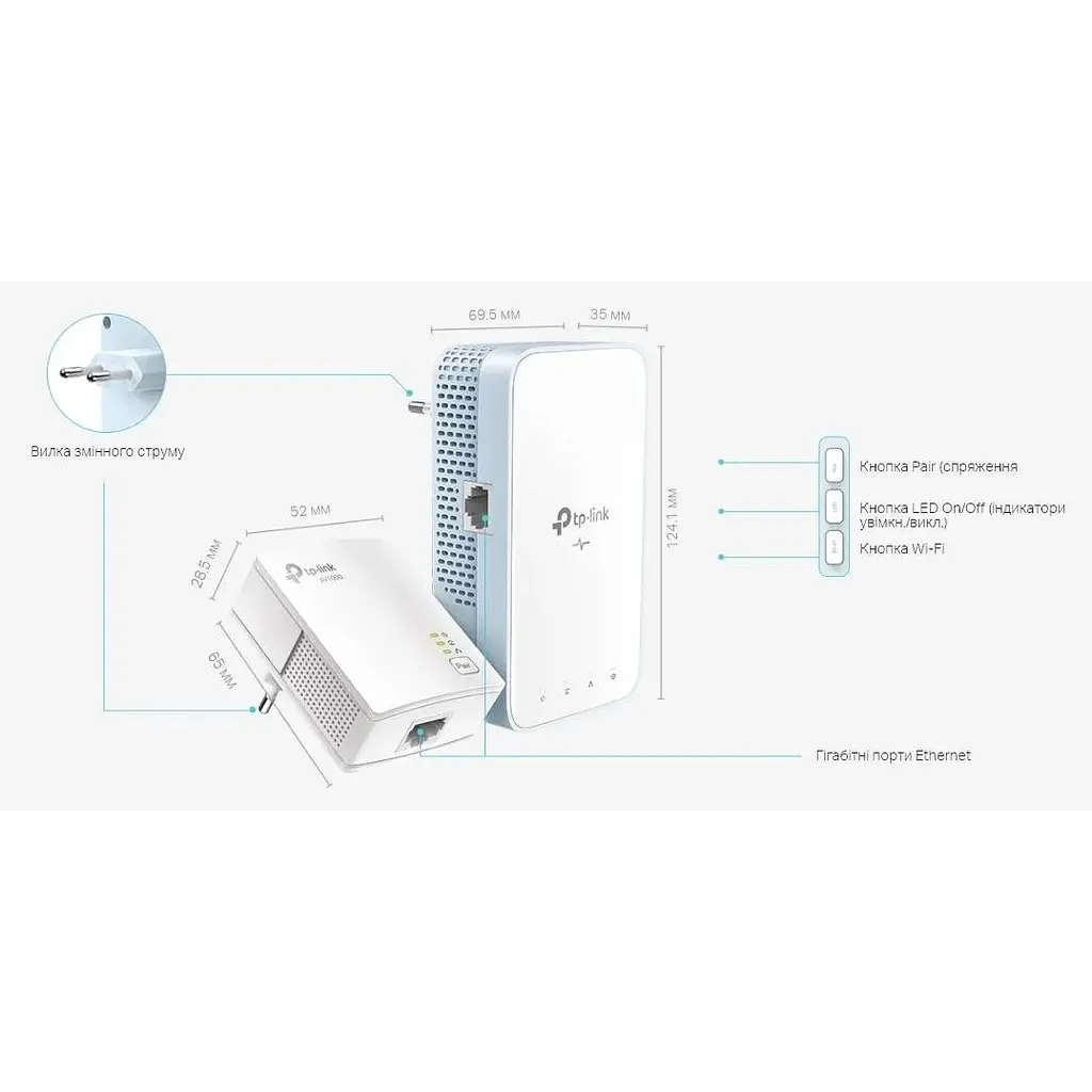 Комплект адаптерiв TP-Link Powerline TL-WPA7517KIT (TL-WPA7517 + TL-PA7017) AC1200, AV1000, 1xGE MESH - фото 9