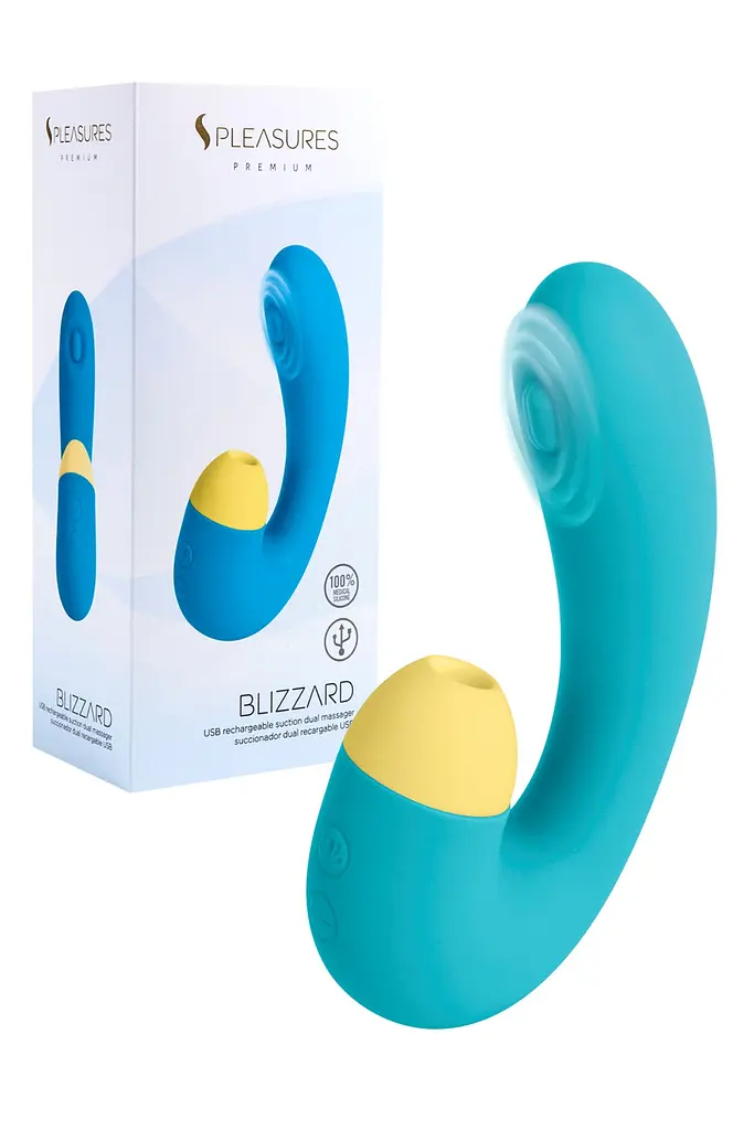 Вакуумный стимулятор клитора с вибрацией Pleasures Premium Blizzard (бирюзовый) - фото 5