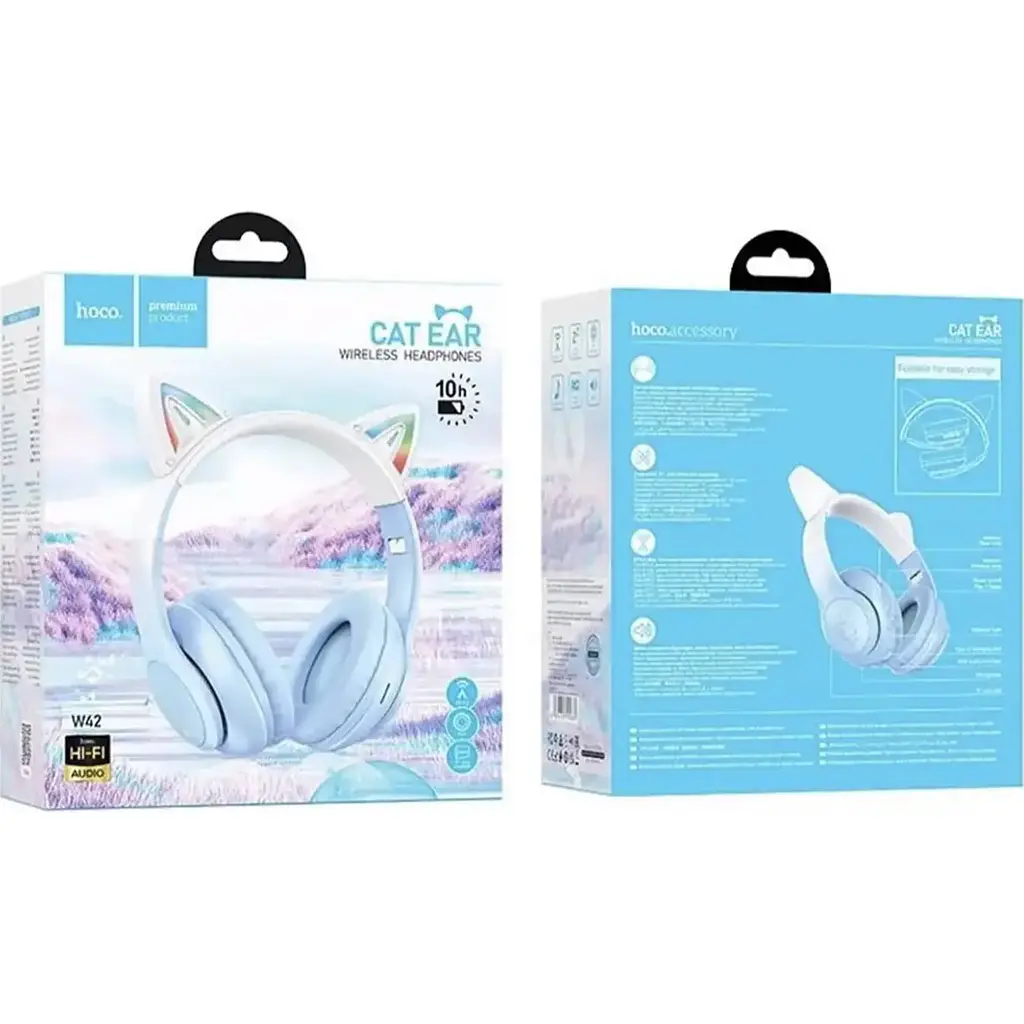 Навушники Hoco W42 Cat Ear Crystal Blue (795861) [104194] - фото 4