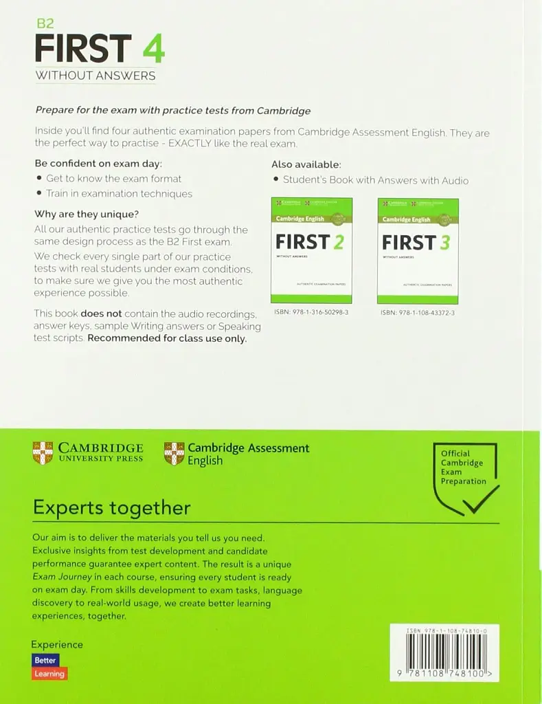 B2 First 4 Student's Book without Answers Authentic Practice Tests - - фото 2