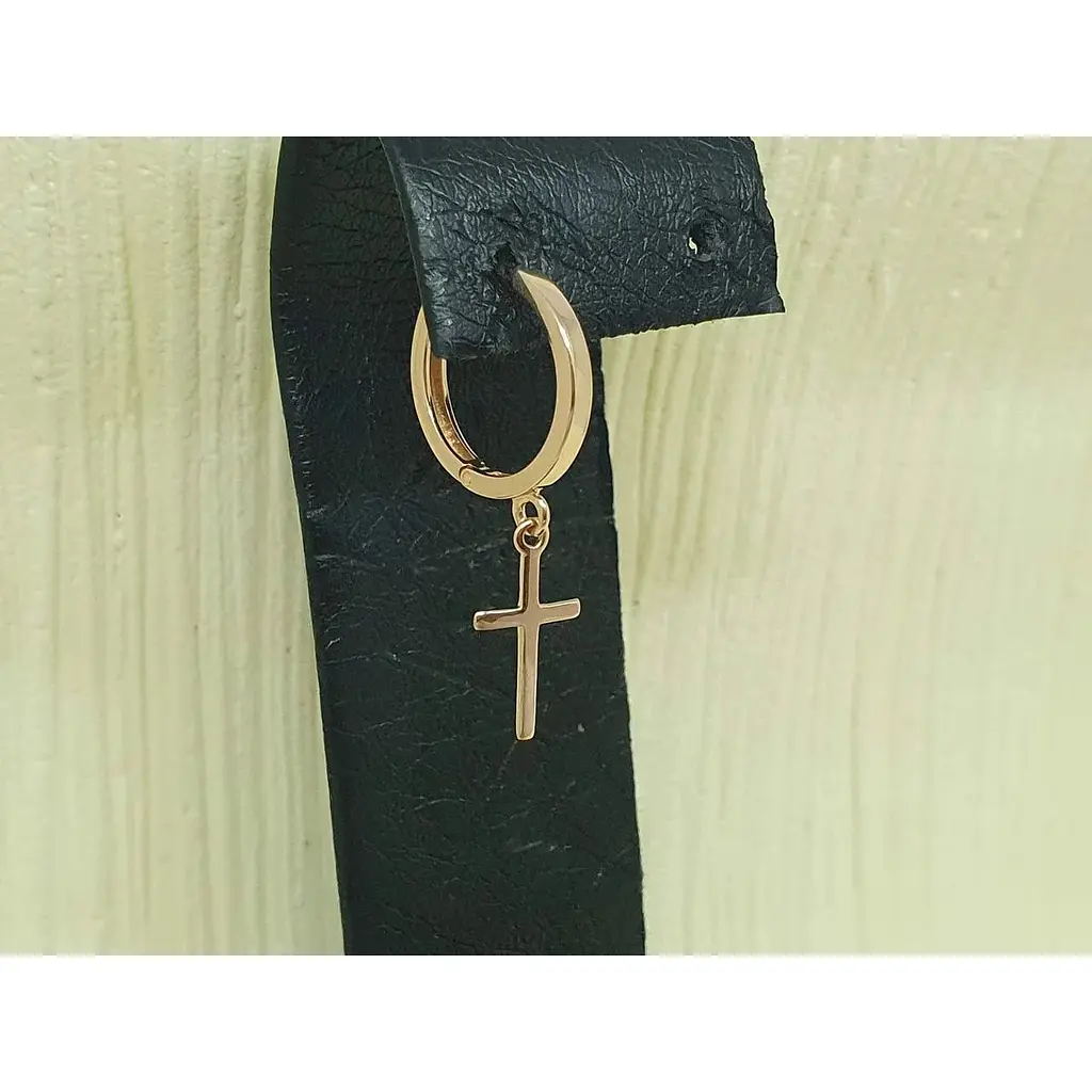 Золотая моносерьга Dear Крестик. 3441 - фото 2