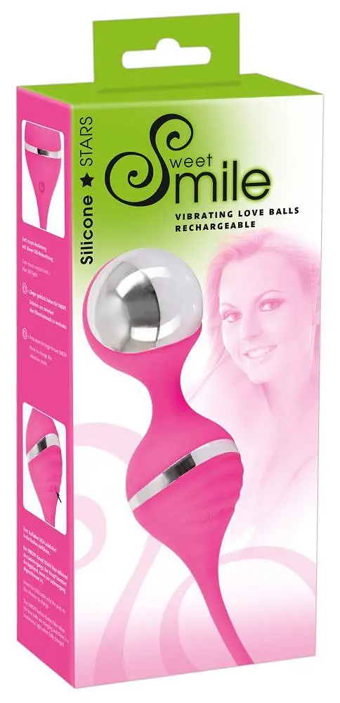 Вагінальні кульки Smile Vibrating Love Balls Rechargeable, 18 см, рожевий - фото 8