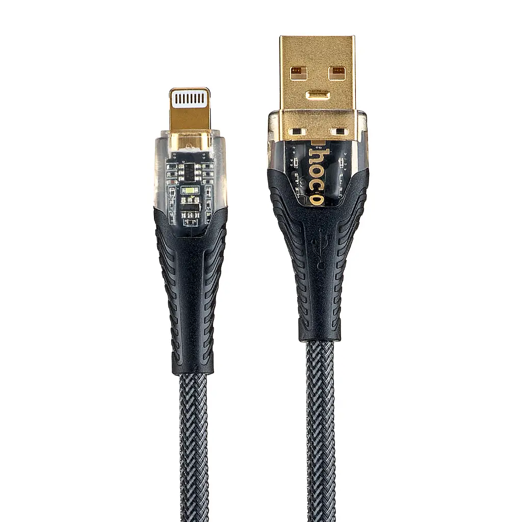 Кабель Hoco U121 Gold standard Transparent Discovery Edition charging data cable iP Black