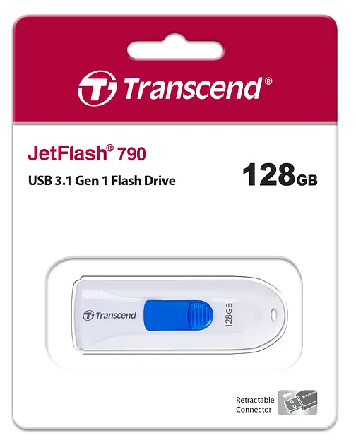 Flash Drive Transcend JetFlash 790 128GB USB 3.1 White (TS128GJF790W) (6986654) - фото 3