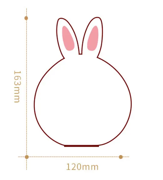 Дитячий світильник – нічник Зайчик LED Rabbit Soft Touch силіконовий із вбудованим акумулятором 7 режимів свічіння - фото 4