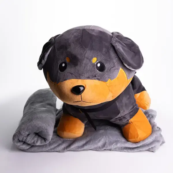 Игрушка-подушка Пес Патрон с пледом 110x140 см серый с коричневым детский плюшевый плед игрушка подушка детская ТМ COLORFUL HOME 509-6GB - фото 4