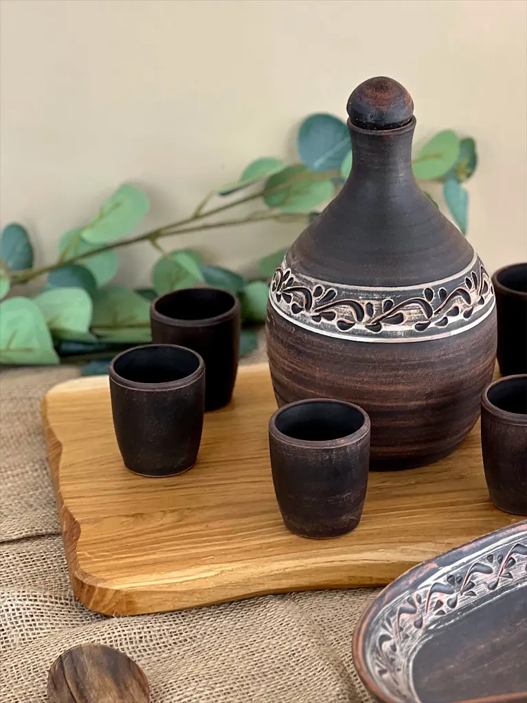 Столовый сервиз подарочный керамической (глиняной) посуды Ангоб - фото 3