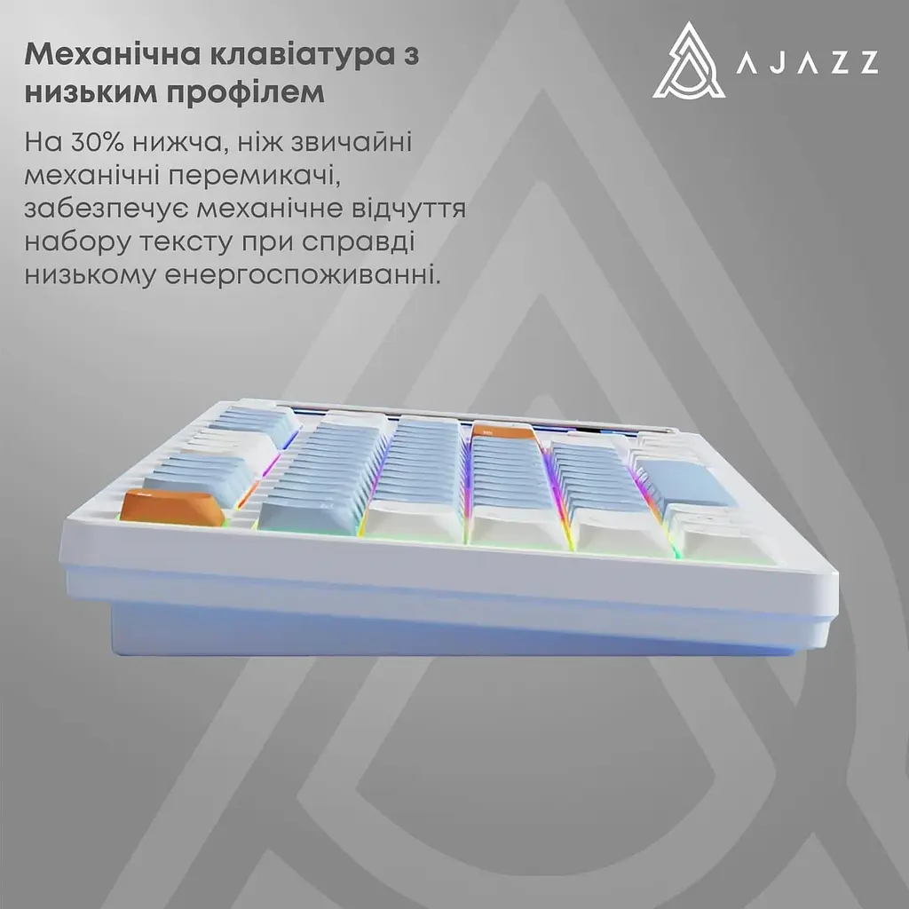 Клавиатура Ajazz AKP815 Red Switch RGB с 4,95-дюймовым сенсорным ЖК-экраном, бело-сине-оранжевая (AKP815-R-WBO) - фото 4