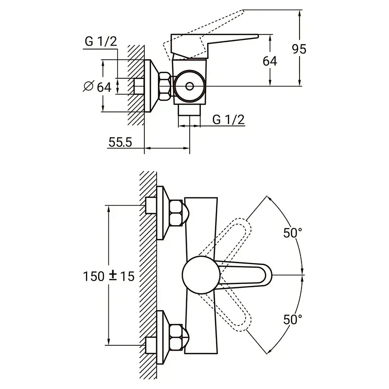 Змішувач HL Ø35 для душу AQUATICA HL-1D130C (9734300) - фото 2
