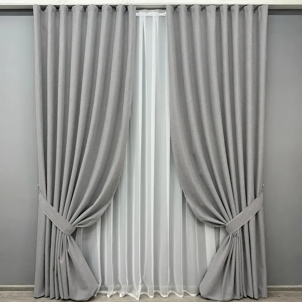 Комплект штор VR-Textil Ashen Night блекаут 2 шт 150x290 см світло-сірий (1840ш) - фото 2