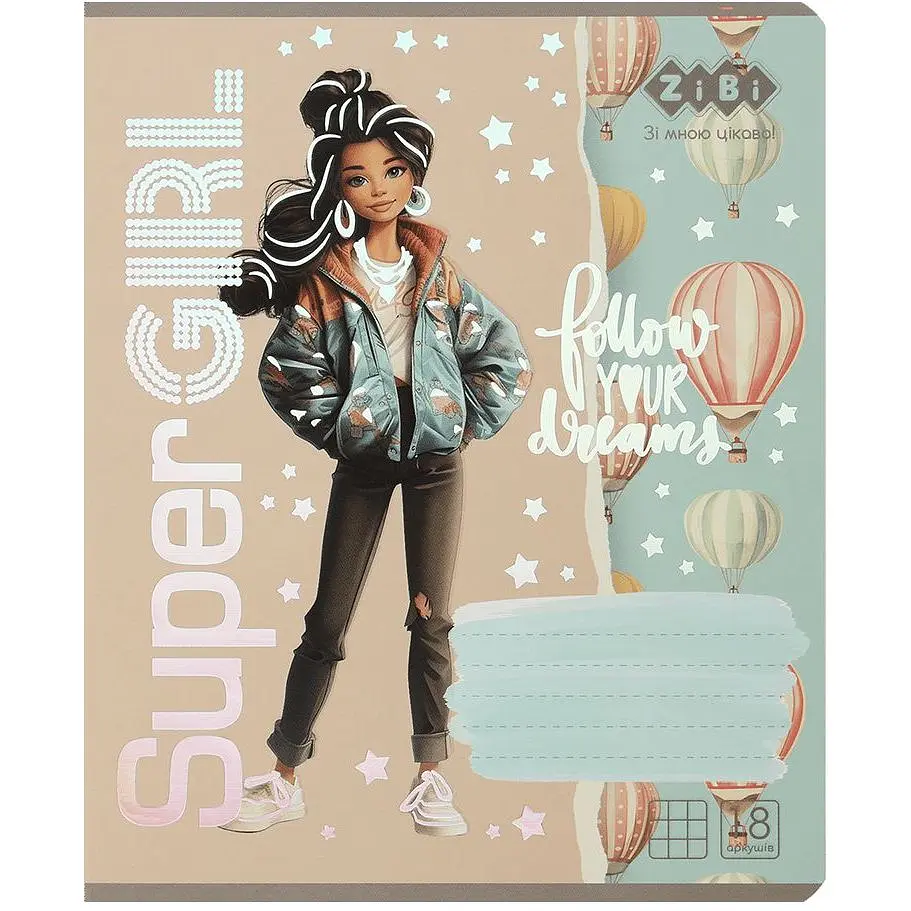 Упаковка зошитів ZiBi Kids Line Super Girl 18 аркушів в клітинку 20 шт. (ZB25.1761K) - фото 3