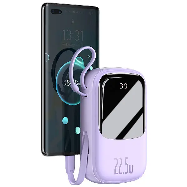 Портативна батарея Powerbank Baseus Qpow Digital Display 20000 mAh 22.5W With Type-C Cable PPQD-I05 Purple - фото 3