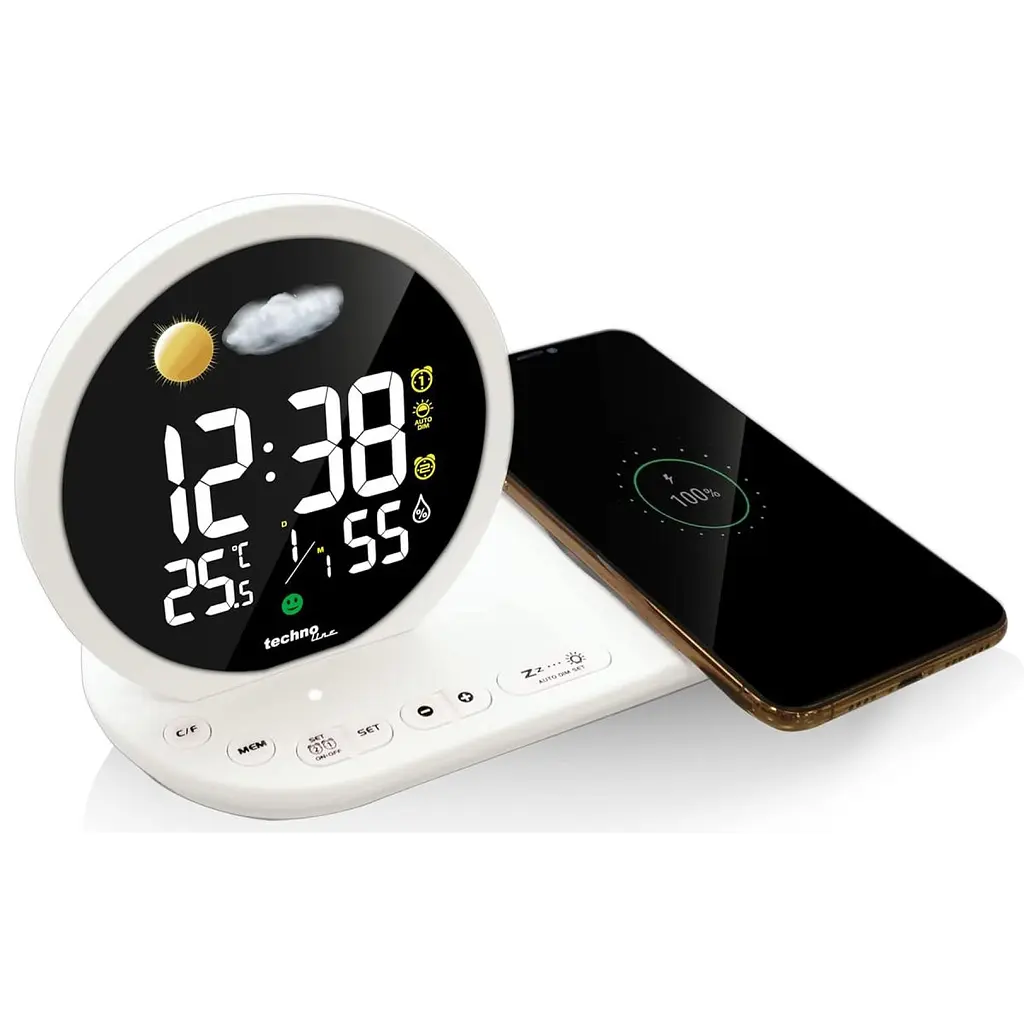 Годинник настільний Technoline WT427 Wireless Mobile Charging White (WT427) - фото 5