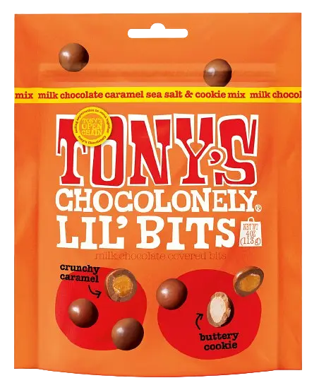 Драже Tony's Chocolonely Lil' Bits з карамеллю, морською сіллю та печивом 113г