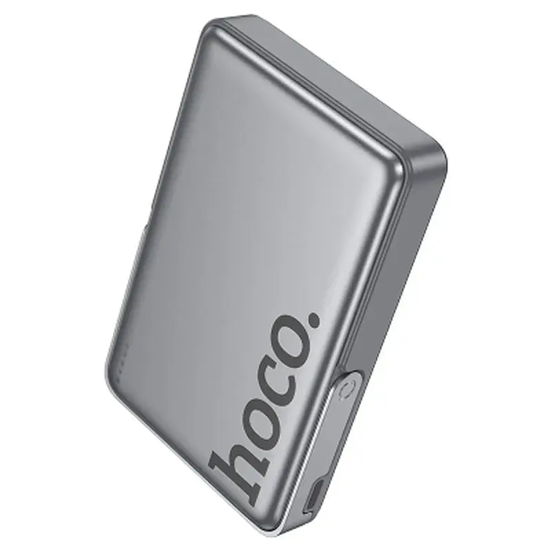 Батарея універсальна HOCO 10000mAh Sunlight PD/20W Magnetic with stand Metal Grey (Q36A / 714987) - фото 5