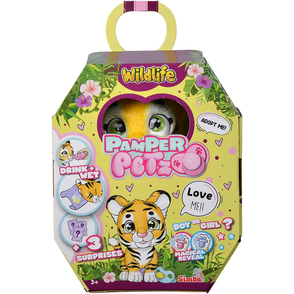 Ігровий набір Simba Pamper Petz Тигреня, що п'є і писає з кольоровою лапкою 3 аксесуарів-сюрпризу (5953575) - фото 4