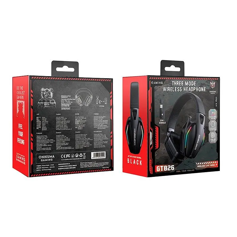 Навушники Onikuma Tri Mode gaming headphones GT826 | BT5.4/2.4G/Type-C, 15/80H, RGB | - фото 2