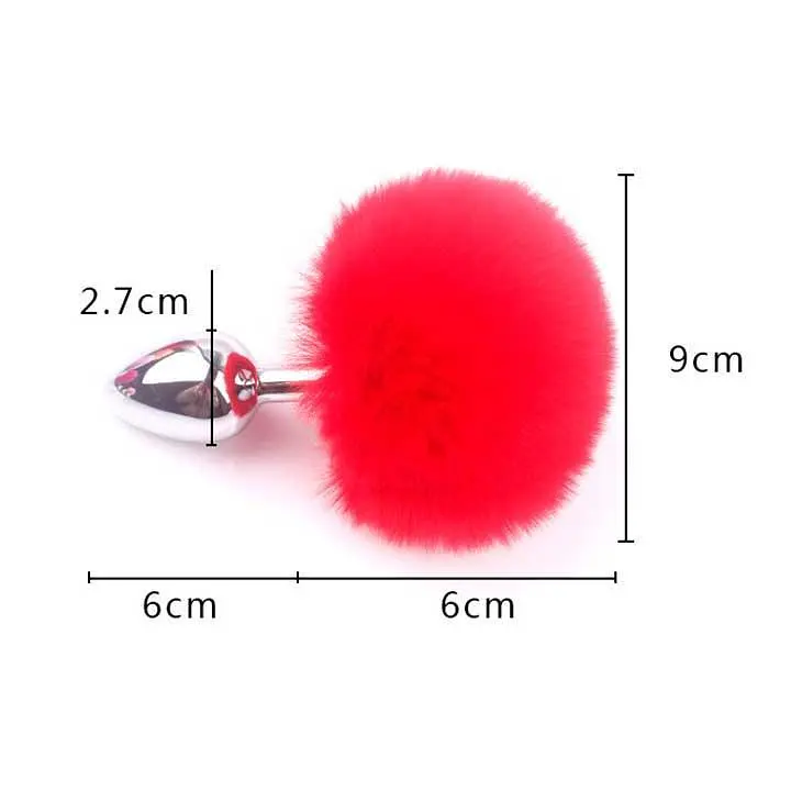 Анальна пробка класична металева з хвостиком 7,5 см BunnyTail Сіра - фото 2