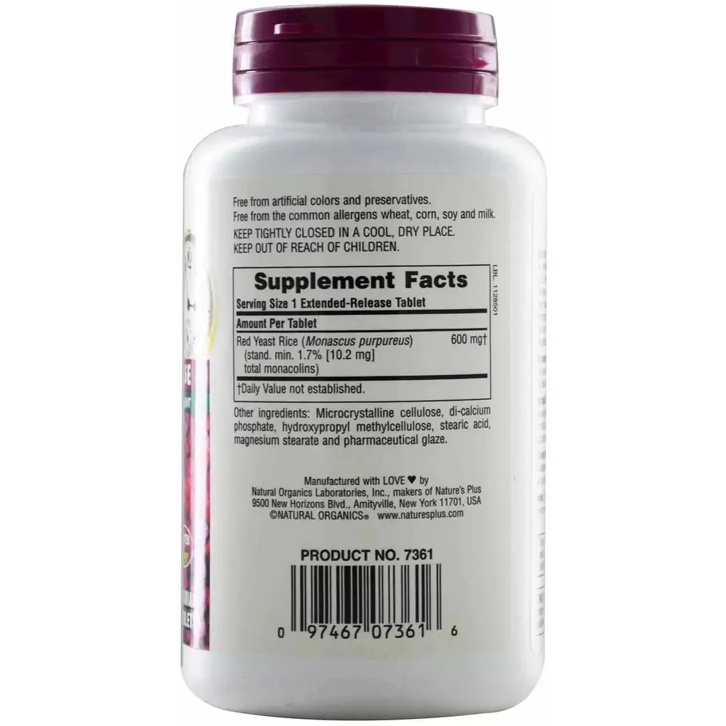 Рис красный дрожжевой NaturesPlus Herbal Actives 600 мг 60 таблеток - фото 2