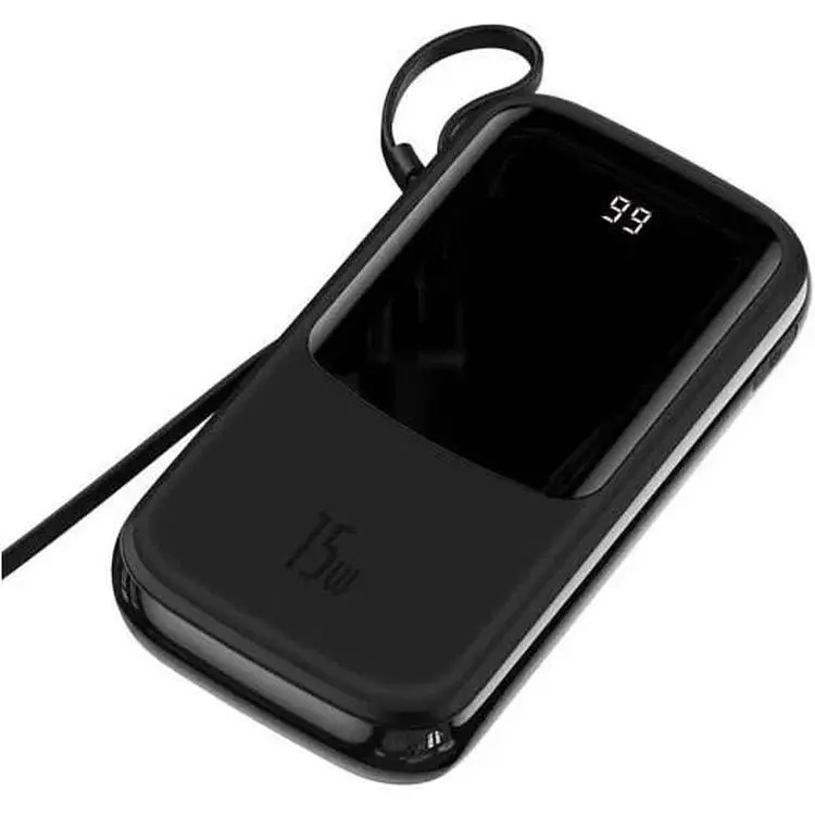 Портативна батарея Baseus Qpow Digital Display Power Bank 20000 mAh 15W With IP Cable PPQD-F01 Black - фото 5