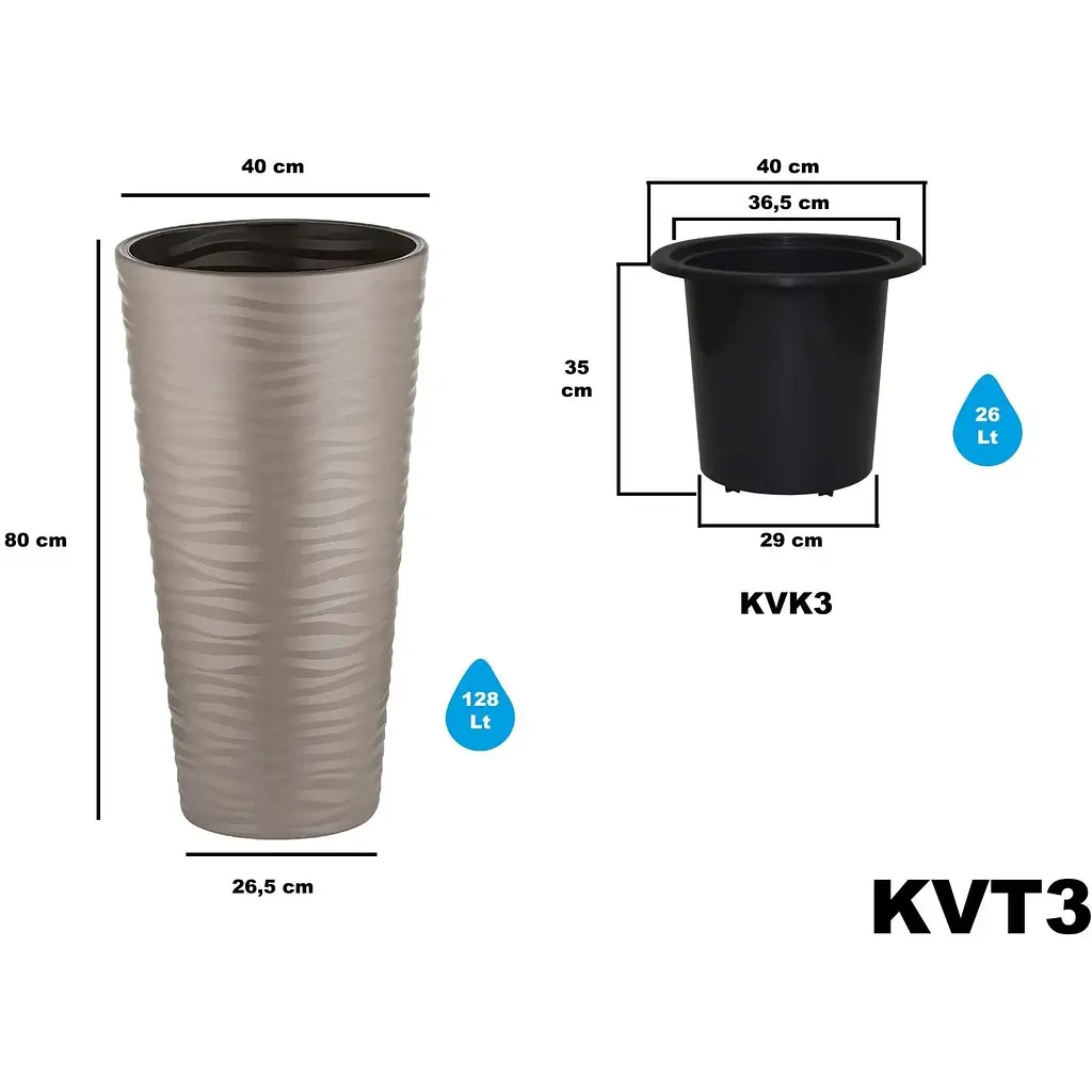 Вазон для квітів Serinova Kumsal 26 л мокко (20-KVT307214-200100) - фото 3