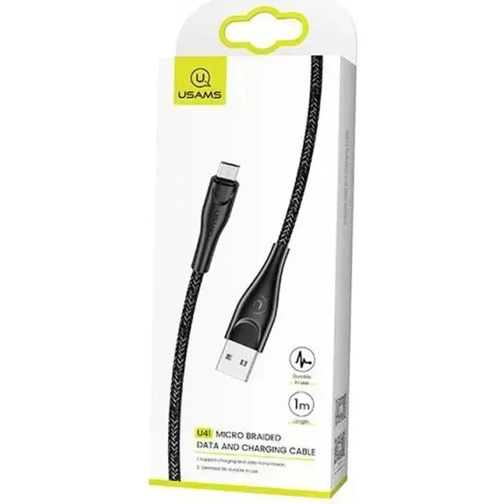 Кабель Usams MicroUSB U41 Braided 2A 1m [Black] [62242] - фото 2