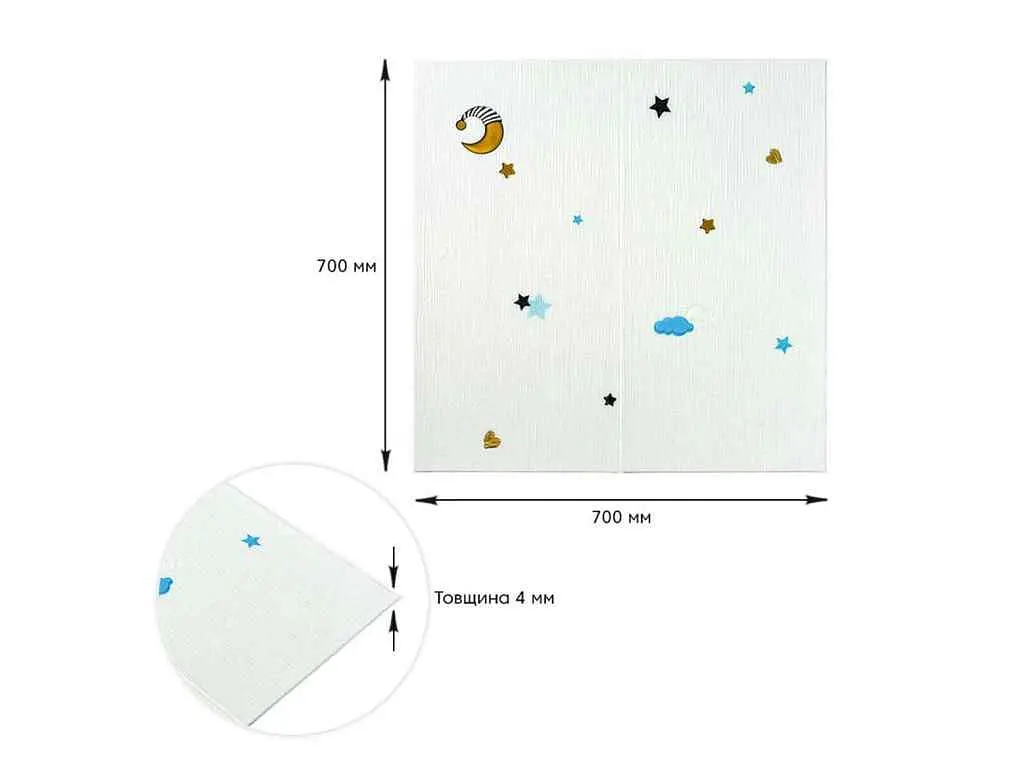 Панель стінова 3D STICKER WALL 700 * 700 * 4мм Зірки та місяць на білому фоні SW-00001970 - фото 4