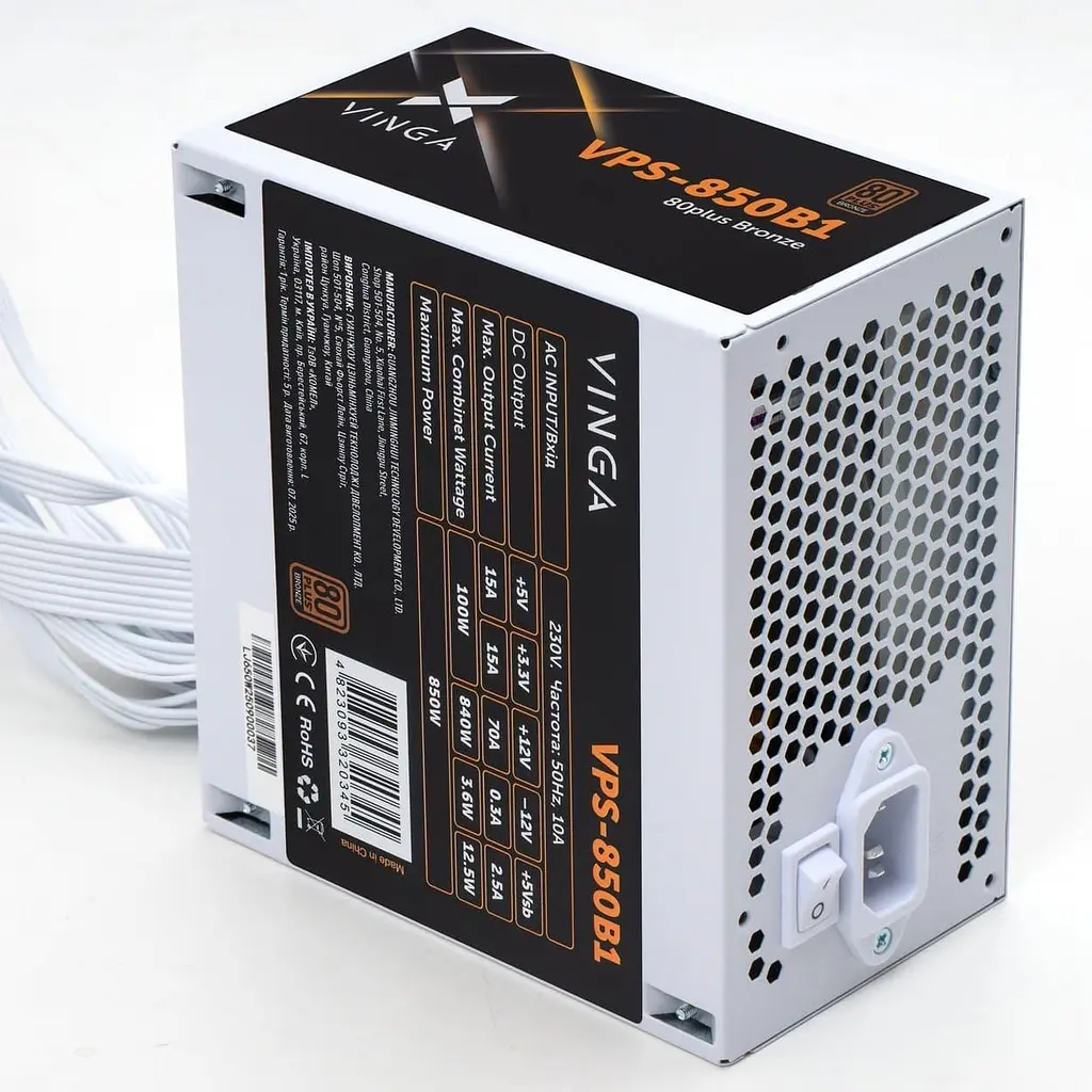 Блок живлення Vinga 850W 80+ Bronze (VPS-850B1W) - фото 2
