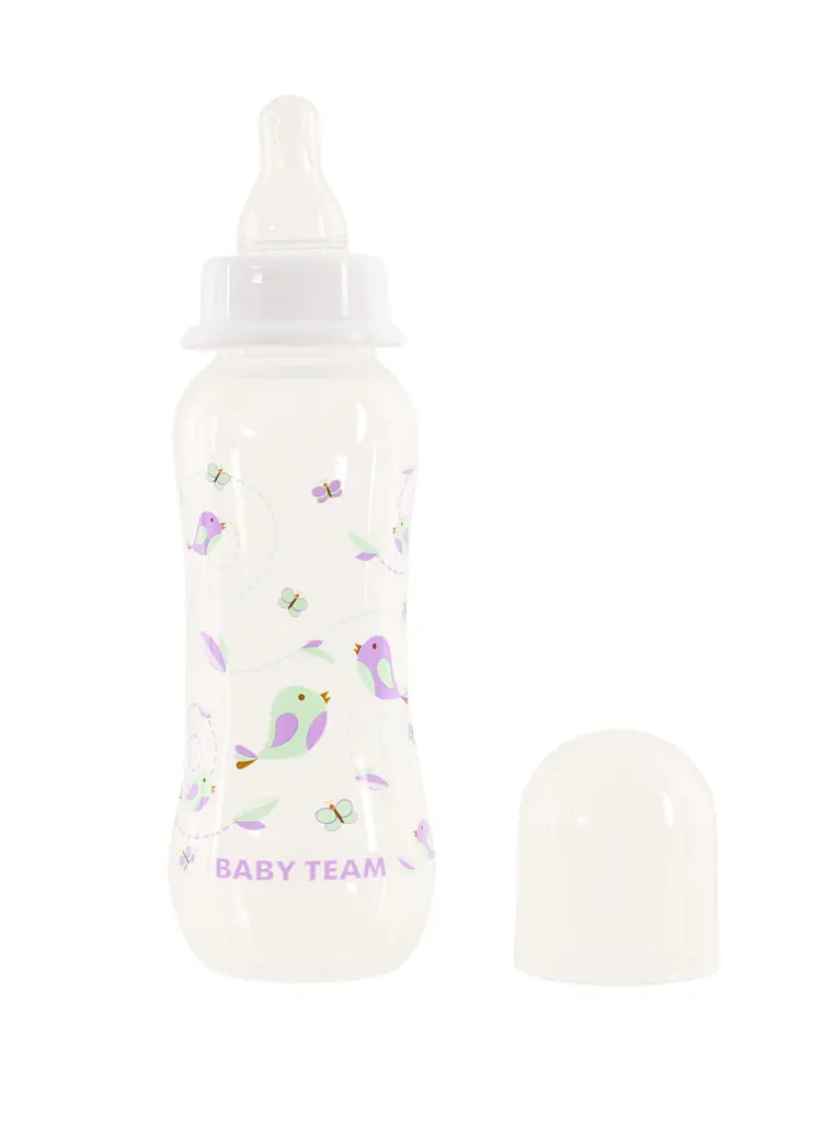 Пляшечка для годування з талією та з силіконовою соскою 0+ Baby team 250 мл Білий - фото 2