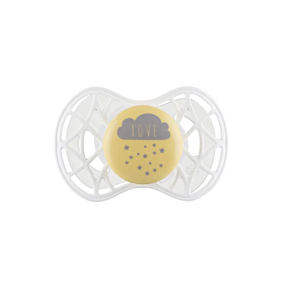 Пустушка Nuvita 7084 Air55 Cool ортодонтична 6m+ LOVE жовто-сіра NV7084SC - фото 2