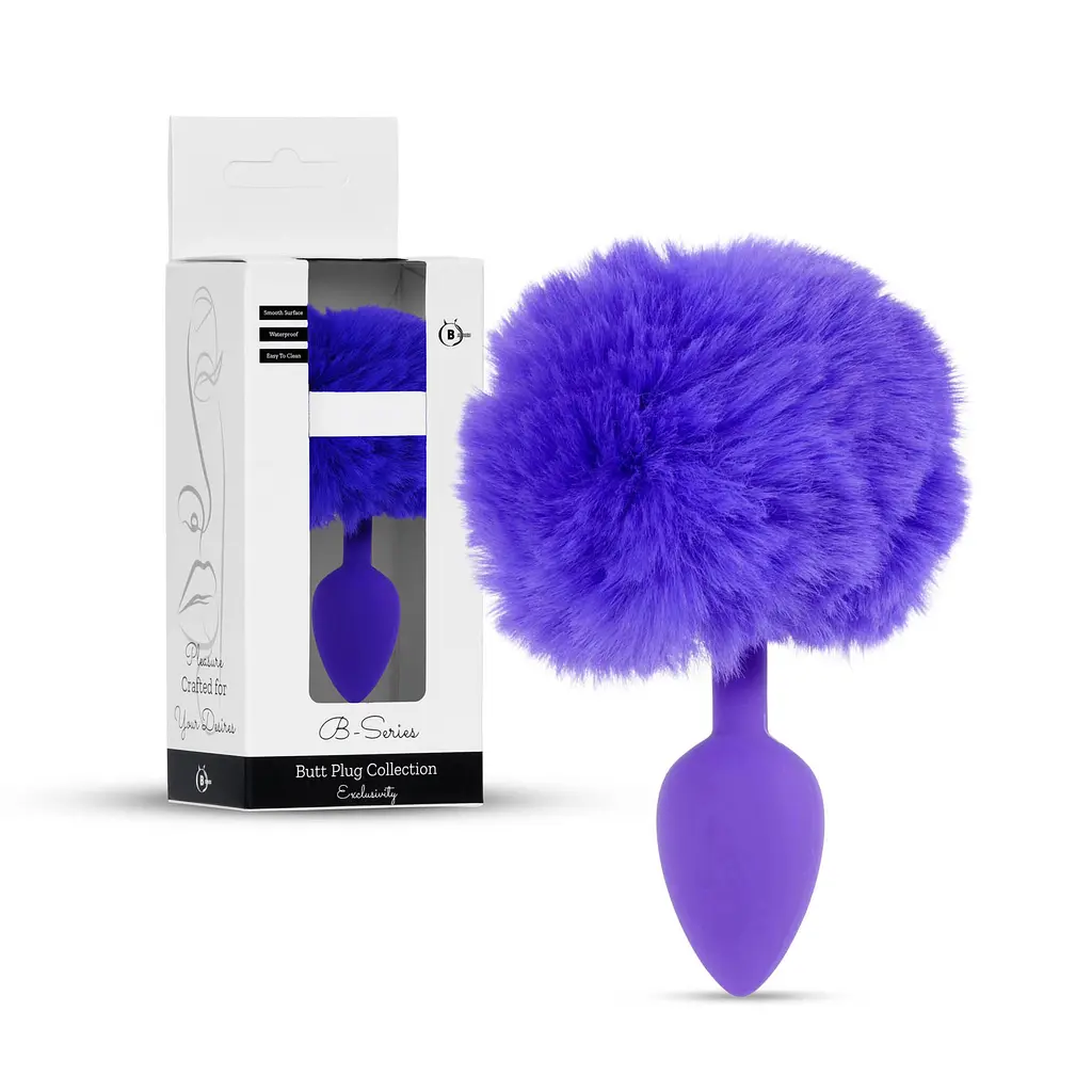 Анальна пробка - Bunny Tail Silicone Purple Plug Purple - фото 8