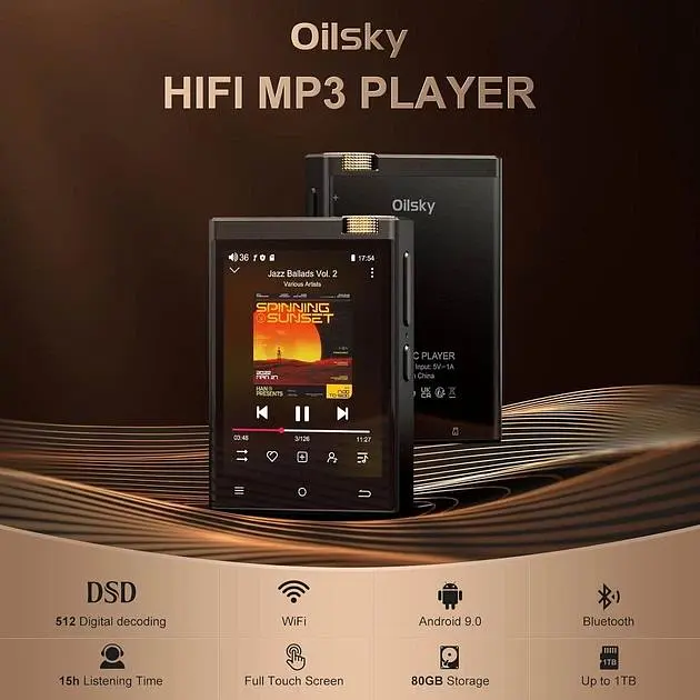 HIFI MP3 Audio плеєр Oilsky M308 LDAC DSD512 Hi-Res Lossless 80 ГБ MAX97720, Bluetooth, Wi-Fi, Android - фото 8