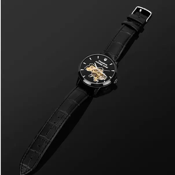 Наручний годинник чоловічий Besta Skeleton UA Black Чорний (3121) - фото 9