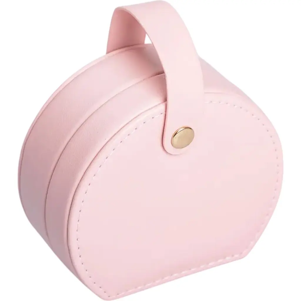 Скринька-органайзер для прикрас Yiwu дорожня на кнопці 10x9x4.5 см рожевий HP-5-31P - фото 3