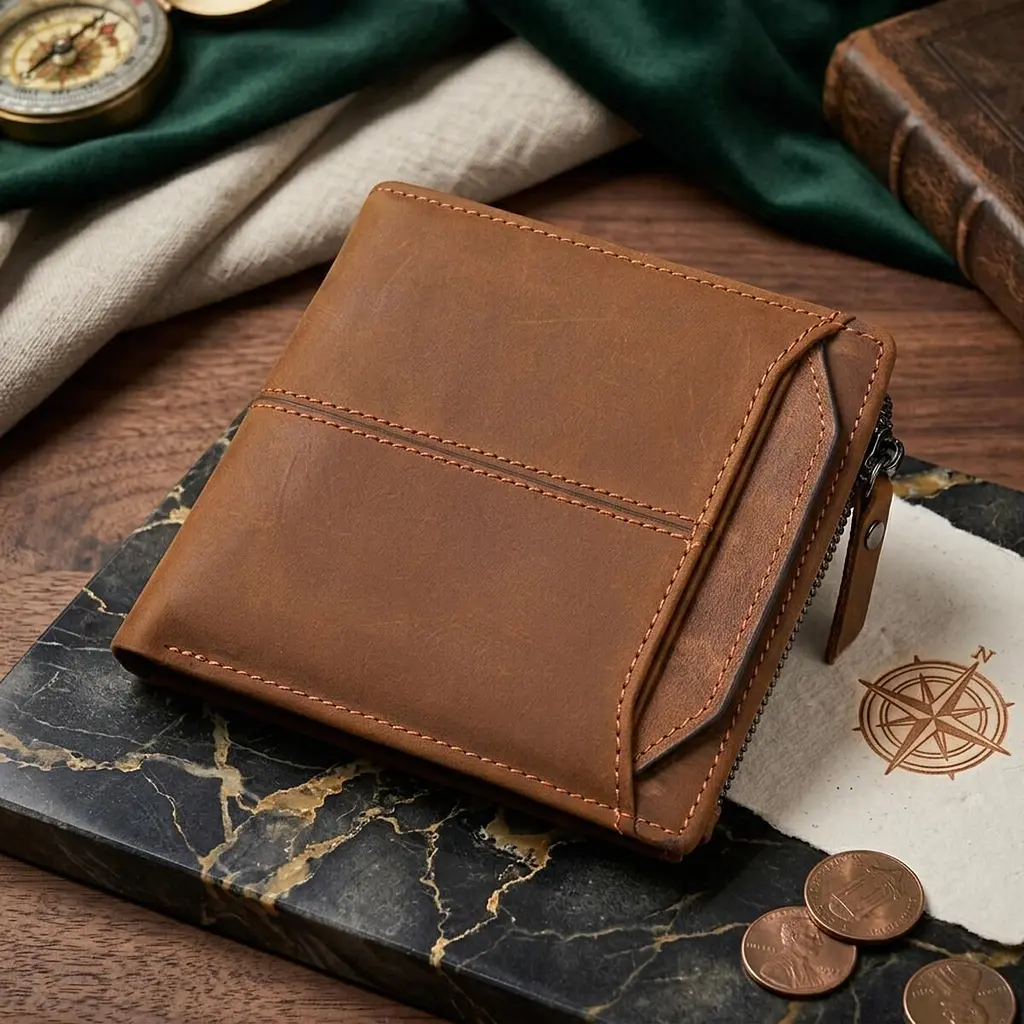 Практичний гаманець для чоловіків з натуральної шкіри 22856 Vintage коричневий - фото 8