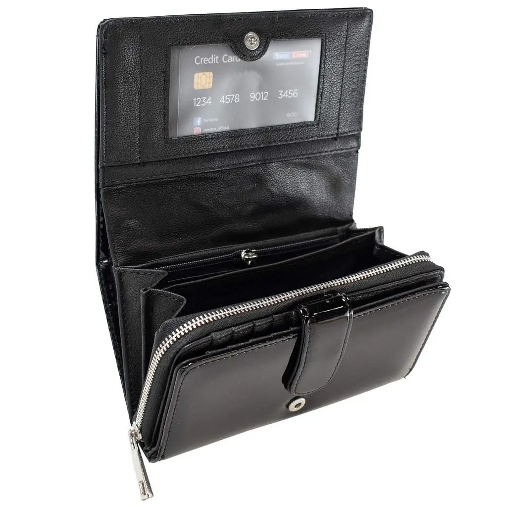 Гаманець жіночий шкіряний Semi Line RFID Black (P8229-0) - фото 2