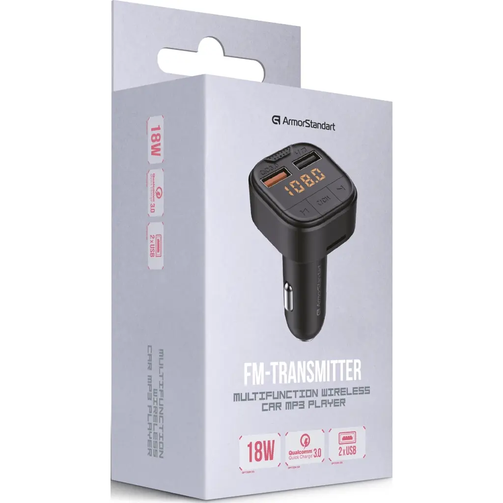 FM модулятор Armorstandart ASF1 18W QC3.0 2xUSB black (ARM82826) - фото 4