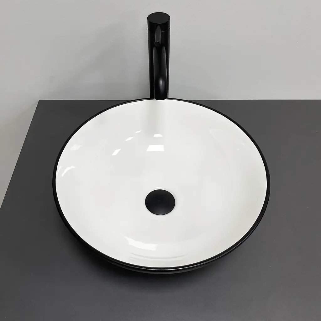 Умивальник VBI Amalfi black white накладний VBI-013401, Чорний матовий - фото 4