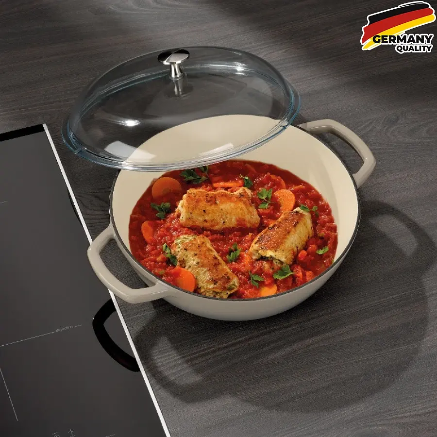 Сотейник Kela Calido чугунный с крышкой 28 см 3.8 л светло-серый (12614) - фото 3