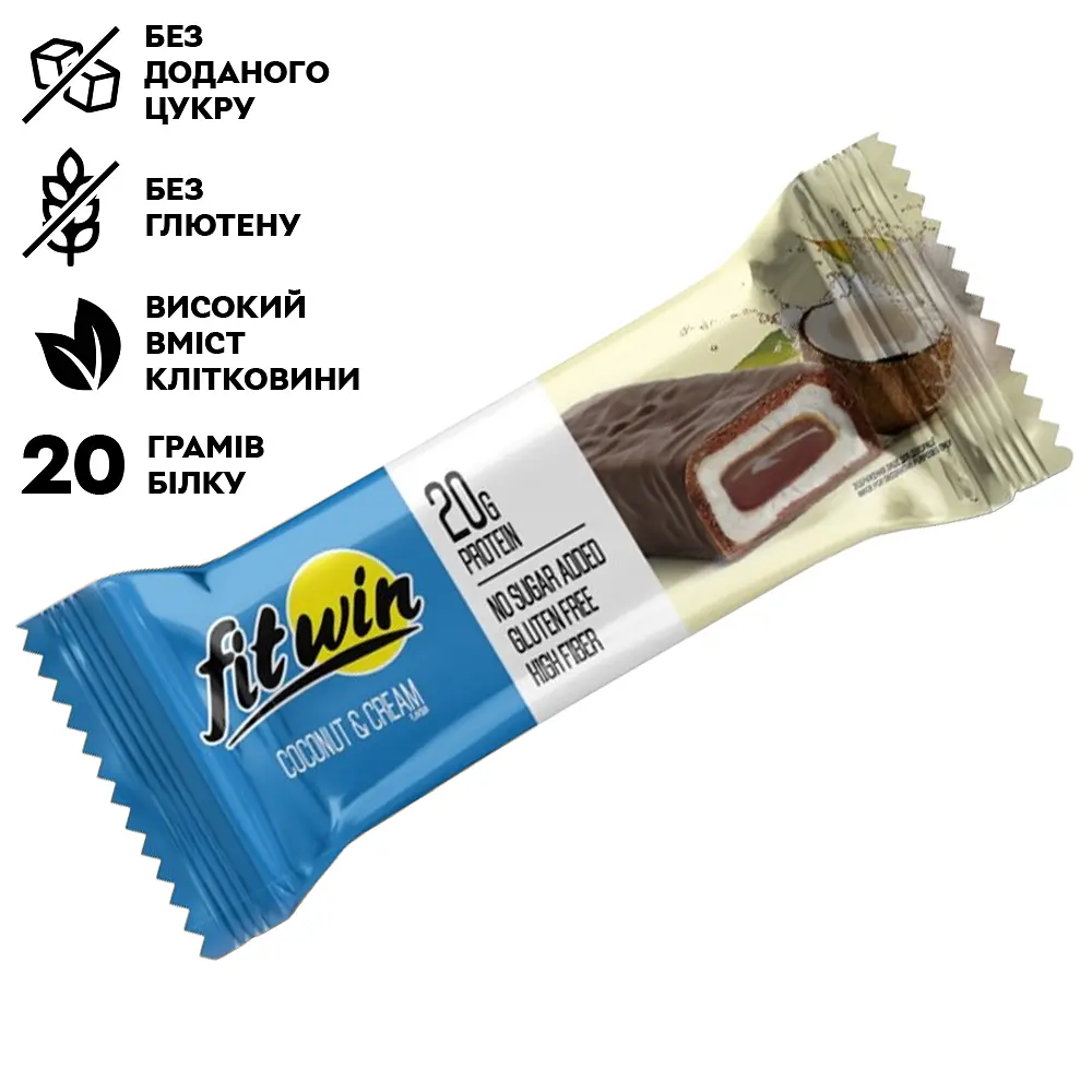 Батончик FitWin Protein Bar 33% Кокосовый крем 60 г - фото 2
