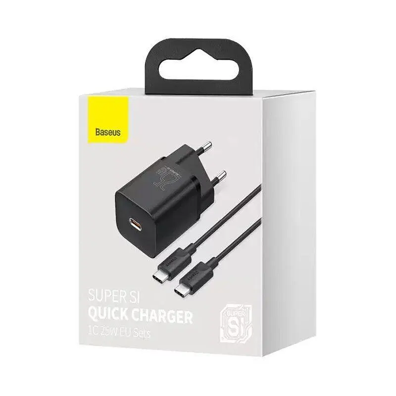 Набор зарядный и кабель Baseus 25W Type-C Super Si Quick Charger Set (TZCCSUP-L01) черный - фото 2