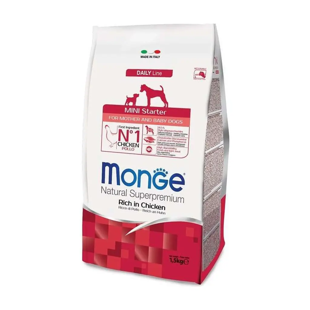Сухой корм для собак Monge Dog Mini Starter со вкусом курицы с рисом 1.5 кг (8009470004008)