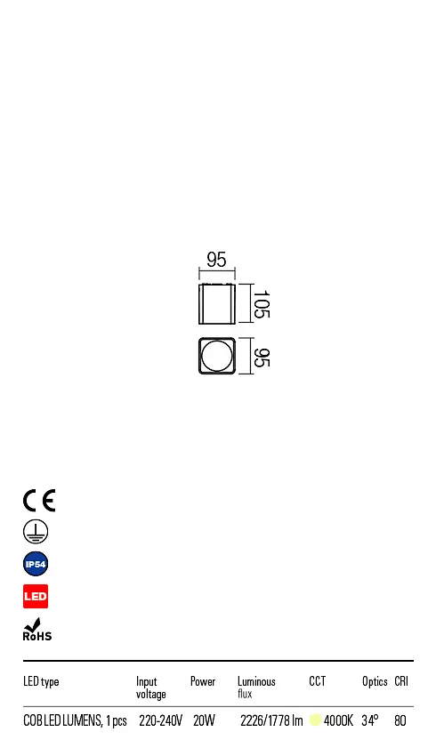 Потолочный светильник XIA PL LED COB 20W IP54 DG 4000K(SQ) (5.1.2) Redo 90032 - фото 3
