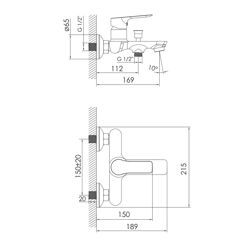 Смеситель для ванны Imprese Kucera black matt f03203410AA Черный матовый - фото 2
