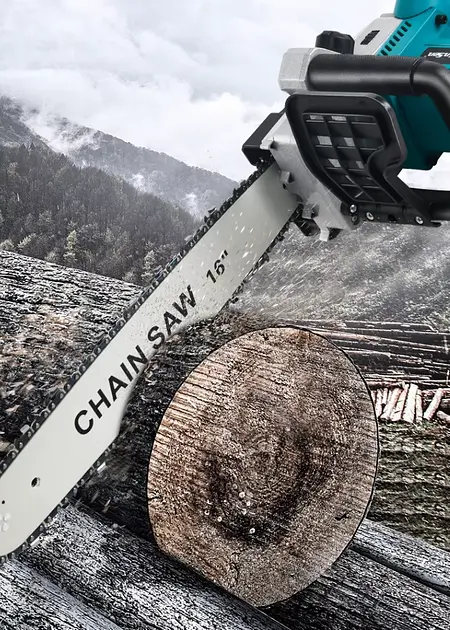 Акумуляторна ланцюгова пилка Electric SAW 16 дюймів + 2 акумулятори потужна електропилка BLUE - фото 3