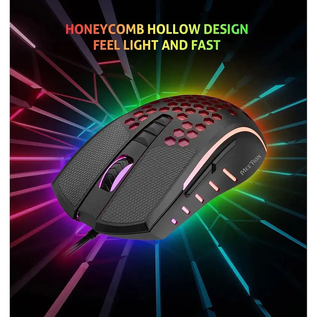 Комп'ютерна миша Mееtion GM015 ігрова оптична провідна 800-6400 DPI 8 кнопок RGB підсвічування чорна - фото 10