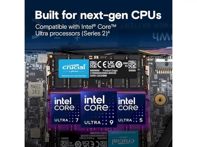Пам'ять для ноутбуків Crucial 32 GB SO-DIMM DDR5 6400 MHz (CT32G64C52CS5) - фото 5