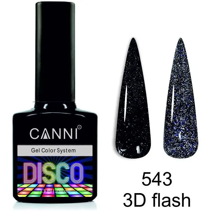 Світловідбиваючий гель-лак Canni Disco 3D flash №543 чорно-синій 7.3 мл - фото 2