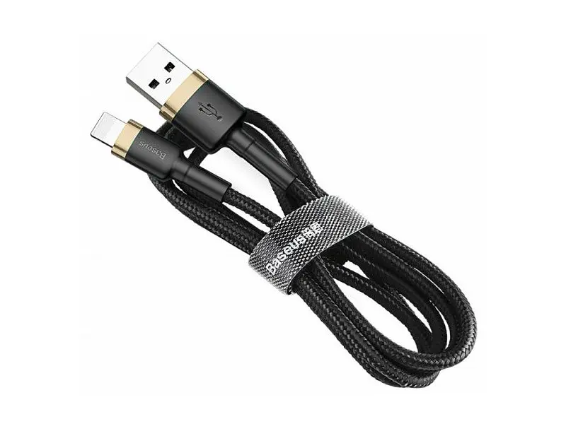 Кабель BASEUS Cafule Cable USB For Lightning 2.4A 1m Gold+Black (CALKLF-BV1) - фото 2