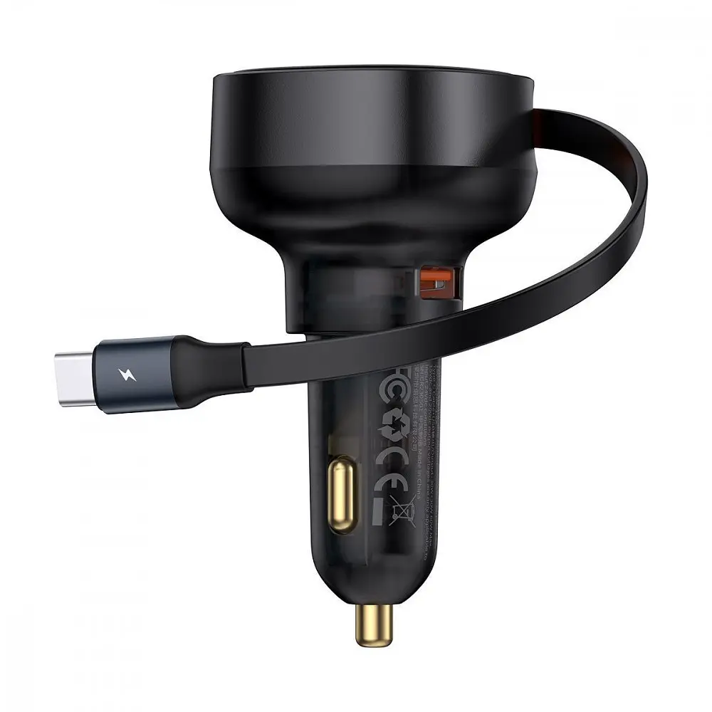АЗП Baseus Enjoyment Pro 60W (USB) + Retractable Type-C Cable